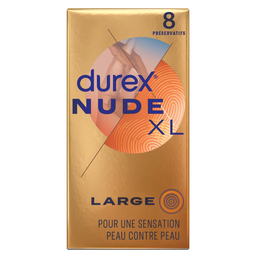 DUREX Nude Préservatifs XL extra large 8 préservatifs
