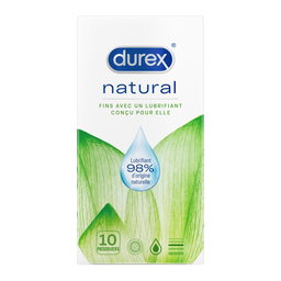 DUREX Naturel Préservatifs Fins Lubrifiés, boîte de 10