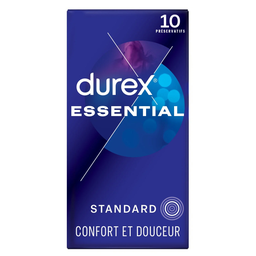 DUREX Préservatifs Standard Extra Lubrifiés Confort et Douceur Essential 10 unités