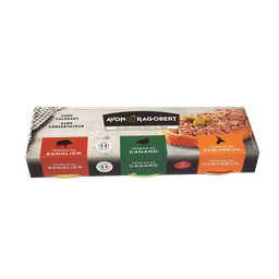 AVON & RAGOBERT Terrina de Jabalí, Pato y Ciervo 3 latas de 75 g