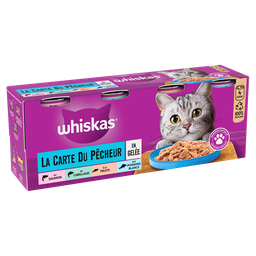 Whiskas La Carte Du Pêcheur Boîtes En Gelée Aux Poissons Pour Chat Stérilisé 4X390G