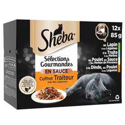 SHEBA Comida Húmida em Molho Carne Peixe Legumes para Gato 12 x 85 g