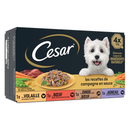 CESAR Barquettes chien Les recettes de campagne en sauce - 4x150g