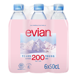 EVIAN Natural Spring Water 6 x 50 cl