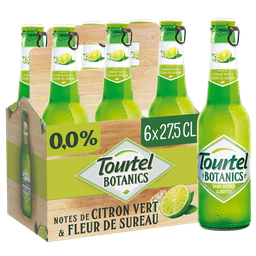 TOURTEL Boisson sans alcool Botanics citron et fleur de sureau 0°, pack de 6x27,5cl