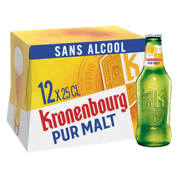 KRONENBOURG Bière Blonde sans alcool pur malt 0,4° 25 cl