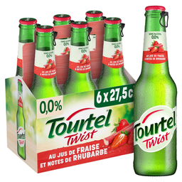 TOURTEL TWIST Boisson aromatisé à base de bière et au jus de fraise et notes de rhubarbe 0.0% 6x27.5 cl
