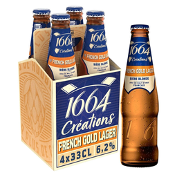 1664 French Gold Lager Blonde Beer 4 bottles of 33 cl
