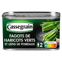 CASSEGRAIN Feijão verde extra fino em molhos com atilho de alho-francês 220 g