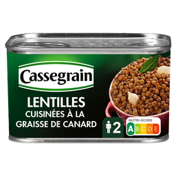 CASSEGRAIN Lentilles cuisinées graisse de canard et oignon grelots 410 g