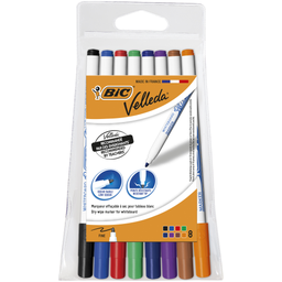 BIC Velleda 1721 Marcadores para Quadro Branco Ponta Fina, Pack de 8
