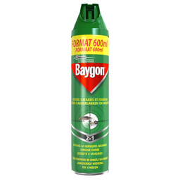 BAYGON Insecticide Spray Cafards et Fourmis Action Longue Durée 600 ml