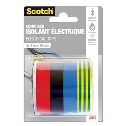 SCOTCH Cinta Aislante Eléctrica Surtido 4 Colores 5m x 15mm
