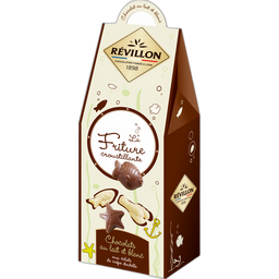 REVILLON CHOCOLATIER Chocolats au lait et blanc La Friture Croustillante aux éclats de crêpe dentelle 190g