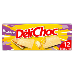 DELICHOC Biscuits sablés nappés chocolat blanc 12 biscuits 150 g