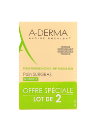 A-DERMA Pain surgras nutritif peaux fragiles sèches 2x100 g