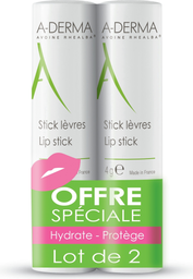 A-DERMA Stick soin des lèvres hydrate et protège 2 sticks 4 g