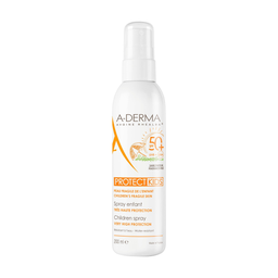 A-DERMA Crème solaire Spray Enfant Spf 50+ Peau Fragile Très Haute Protection Sans Parfum Résistant l'eau Protect Kids 200 ml
