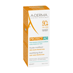 A-DERMA Crème solaire Peau Tendance Acnéique Très Haute Protection Spf 50+ Matifiant et Résiste l'Eau 40 ml