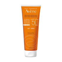 AVENE Lait Visage et Corps Très Haute Protection Spf 50+ Sans Effet Blanc Résistant l'Eau Peaux Sensibles 250 ml