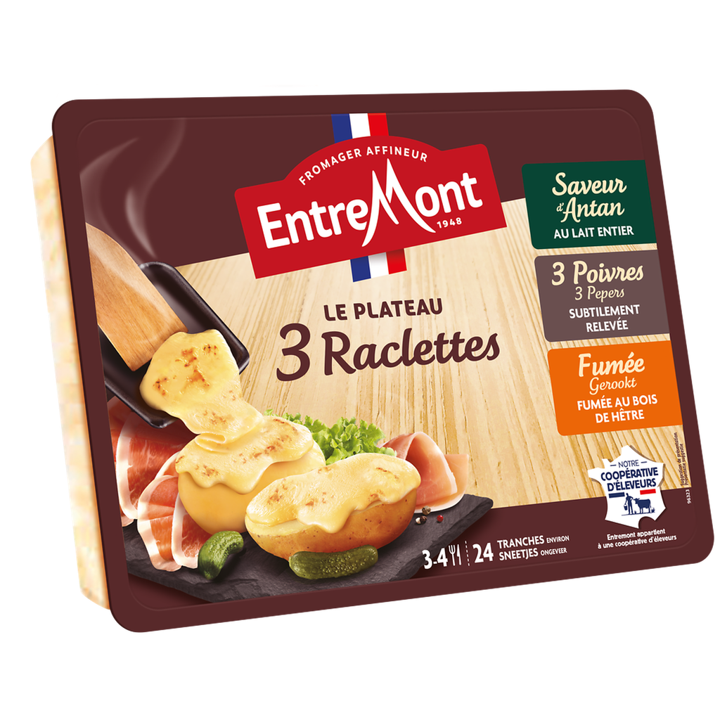 Entremont Plateau Fromage 3 Raclettes Fumée 3 Poivres Et Saveur D'Antan ...