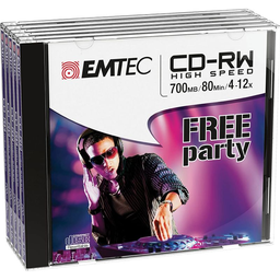 EMTEC pack de 5 cd-rw 700Mb/80 min 4-12X jewel case