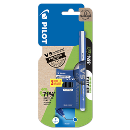 PILOT V-5 rechargeable fin x 1 bleu + 1 etui 3 cartouches