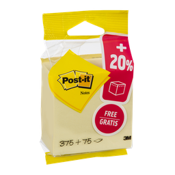 3M Notas reposicionáveis Post-It 76x76mm, amarelo pastel, 450 folhas