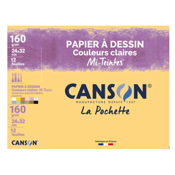 CANSON La Pochette Papier dessin Mi-Teintes claires 24x32 de 160 g