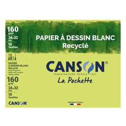 CANSON Papel de desenho branco reciclado 24x32cm 160g, a bolsa de 10 folhas