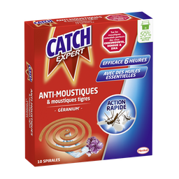 CATCH Anti-moustique Spirales Géranium Action Rapide Aux Huiles Essentielles