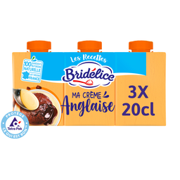 BRIDELICE Crème anglaise saveur vanille UHT 3x20 cl