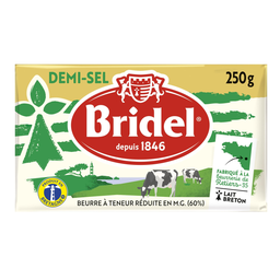 BRIDEL Beurre demi-sel à teneur réduite en MG 60% MG
