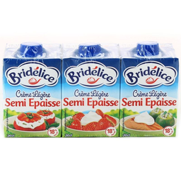 BRIDELICE Creme Uht Semi Epaisse 18%Mg 3x20 cl