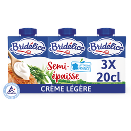BRIDELICE Crème légère semi épaisse 18% matière grasse UHT 3x20 cl
