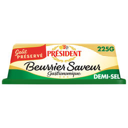 PRESIDENT Beurre beurrier saveur demi-sel 80% MG