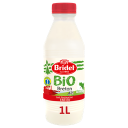 BRIDEL Lait bio pasteurisé entier bouteille de 1l