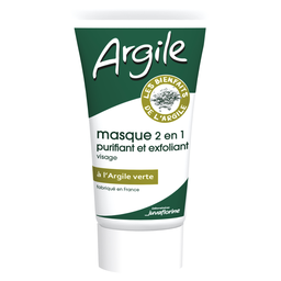 JUVAFLORINE Masque Visage 2 en 1 Purifiant et Exfoliant à l'Argile Verte