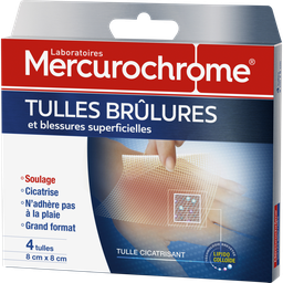 MERCUROCHROME Apósitos para Quemaduras 1er y 2do Grado Estériles, caja de 4