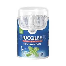 RICQLES Fio Dentário e Palitos 2 em 1, caixa de 50 unidades
