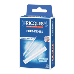 RICQLES Palitos de Dentes Forma Pena de Ganso, caixa de 40 unidades
