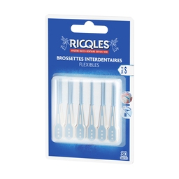 RICQLES Escovas interdentais flexíveis tamanho S, pacote de 30 escovas