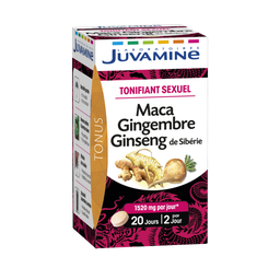 JUVAMINE Tonus tonifiant sexuel Maca, gingembre et ginseng de Sibérie 20 comprimés 25,2 g