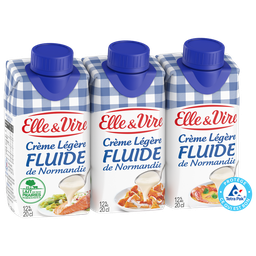 ELLE & VIRE Crème UHT légère fluide 12% MG ELLE&VIRE - 3x20cl