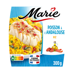 MARIE Plat cuisiné individuel Poisson l'Andalouse, riz safrané et courgettes grillées 300 g