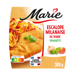 MARIE Plat cuisiné individuel Escalope Milanaise et spaghettis tomate basilic 300 g