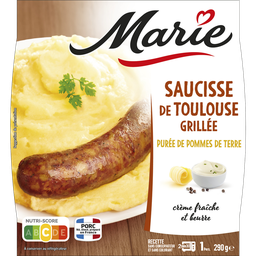 MARIE Plat cuisiné individuel Saucisse de Toulouse grillée et purée de pommede terre 290 g