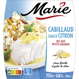 MARIE Cabillaud sauce citron, Riz aux petits légumes, crème fraîche et zestes de citron 290 g
