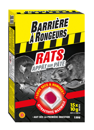 BARRIERE A RONGEURS Anti-rat bait paste ready-to-use 15 sachets of 10 g