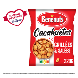 BENENUTS Cacahuètes grillées et salées 220 g